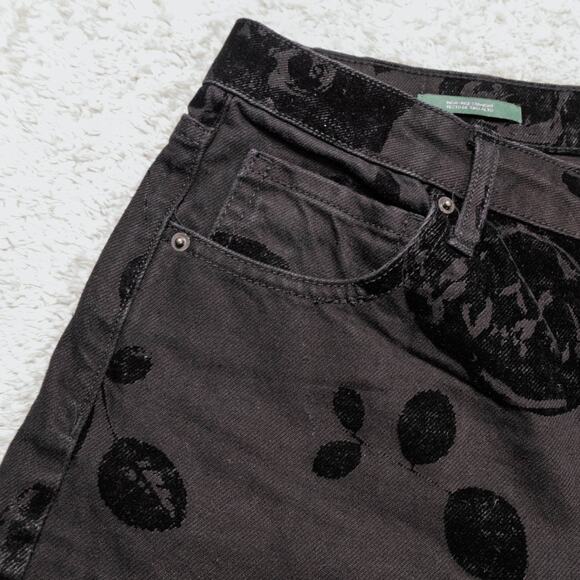 Wild Fable High Rise Straight Black Rose Velvet Denim Jeans Womens Size 8 - Picture 14 of 16